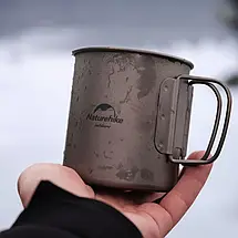 Титановий кухоль з ручкою Titanium Cup Naturehike NH20CJ005, 450 мл (Grey), фото 4