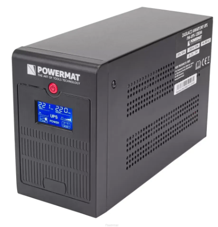 Аварійне джерело живлення POWERMAT UPS LCD 1200VA 720W 2X 7AH, фото 1