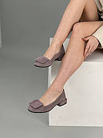 Туфлі жіночі велюрові кольору візон