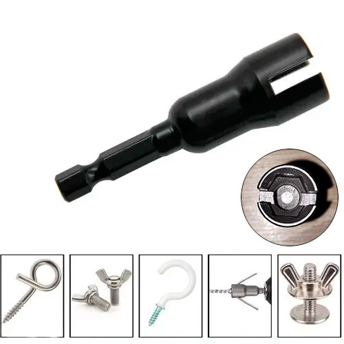 Насадка для шурупокрута для барашкових гайок і гачків 65 мм, тип А, чорний, фото 1