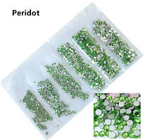 Набір страз клеєвих Premium PERIDOT SS3-SS10 Non-hot Fix 1700шт