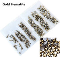 Набір страз холодної фіксації. Premium GOLD HEMATITE SS3-SS10 Non-hot Fix 1700шт.