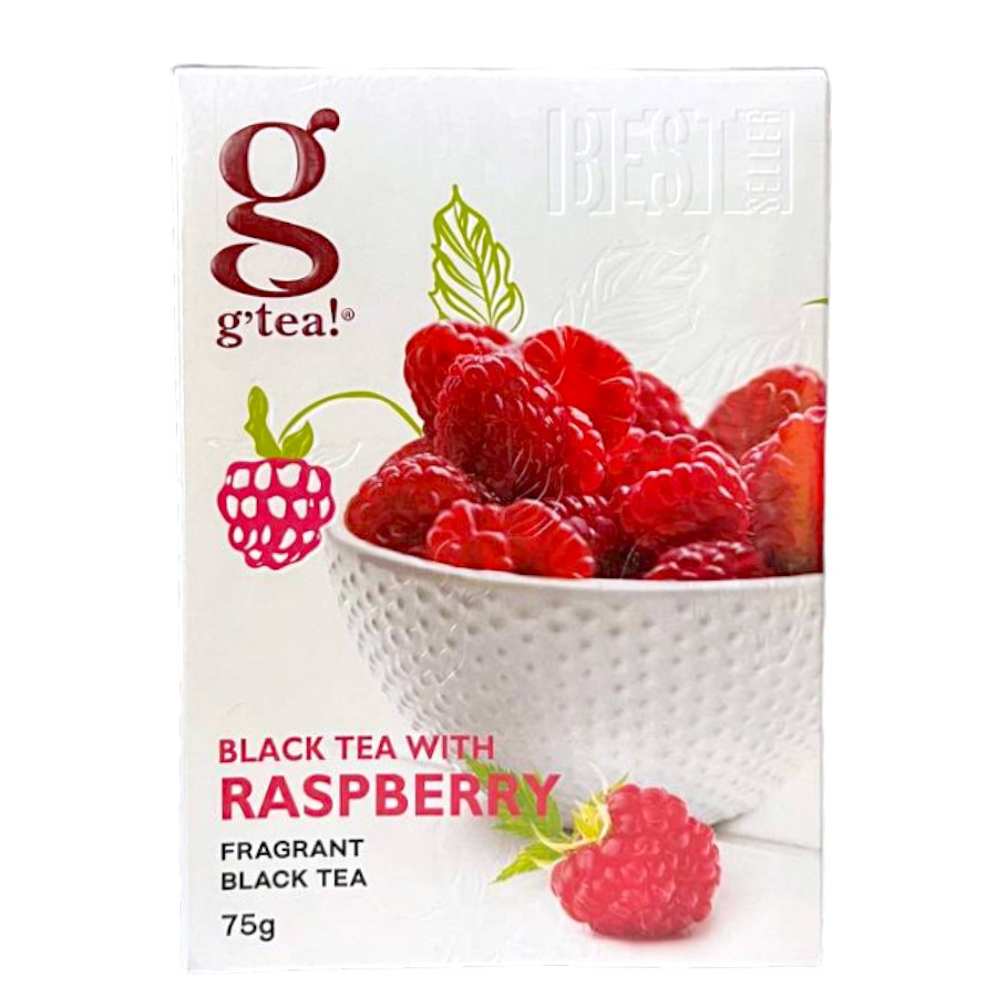 Чорний листовий чай із малиною g'tea 75 грамів
