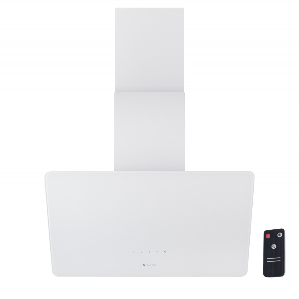 Кухонна витяжка Minola HVS 6224 WH 700 LED, біла сенсорна похила витяжка на кухню з пультом ДУ, 60 см, фото 1