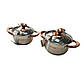 Набір каструль 4 предметів із нержавіючої сталі з п’ятишаровим дном  (1,5л; 3 л) тм Kamille, фото 3