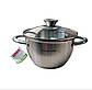 Набір каструль 6 предметів із нержавіючої сталі  (1,5л; 2 л; 3 л) тм Kamille, фото 2