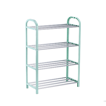 Підставка полиця для взуття в передпокій 4-х ярусна пластик + метал зручна у використанні 60*18*41см зелена