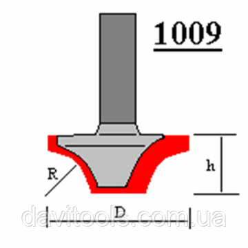 Фреза ГЛОБУС 1009 D16 d8 R4 пазова фасонна