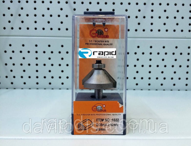 Фреза ГЛОБУС 1022 D35 d8 h16 кромочная конусна, фото 1