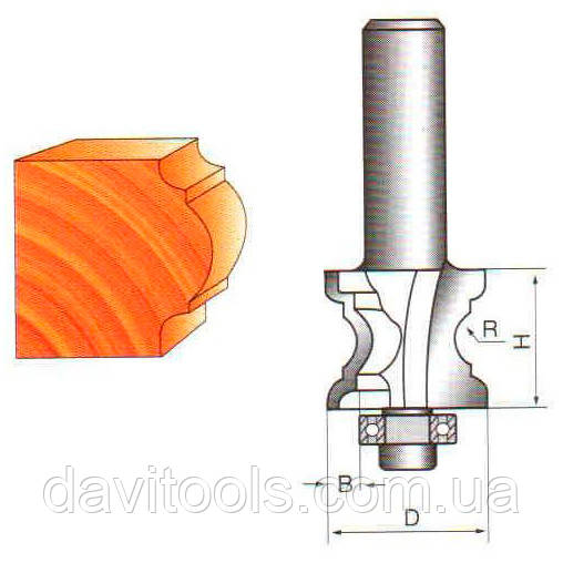 Фреза ГЛОБУС 2015 D28 d8 h18 R3 кромочная фігурна, фото 1