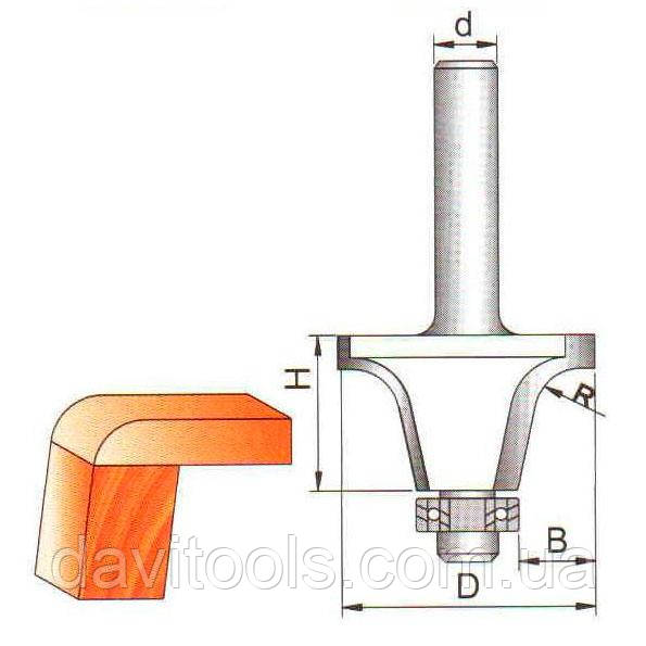 Фреза ГЛОБУС 2217 D51 d8 h28 R14 кромочная фігурна з нижнім підшипником, фото 1