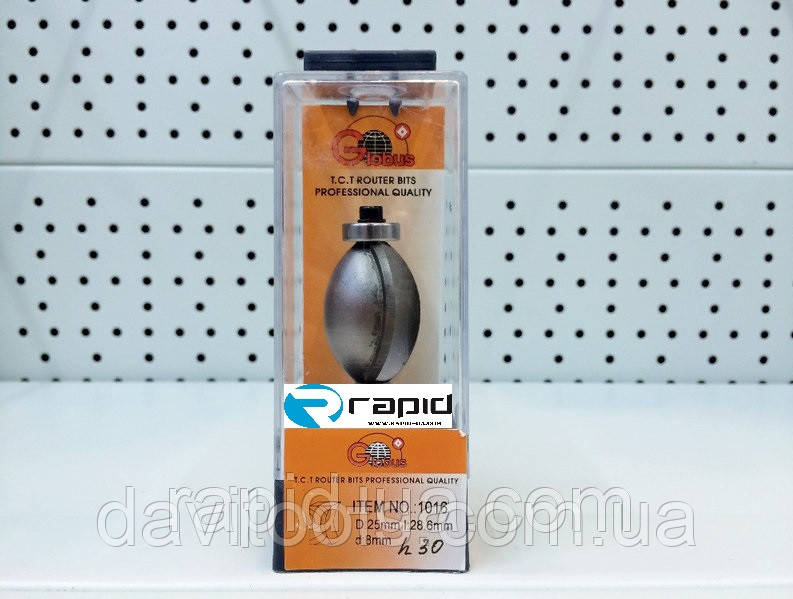 Фреза ГЛОБУС 1016 D25 d8 h28,6 кромочная c нижнім подшип. галтель