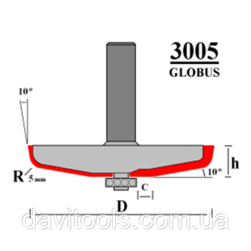 Фреза ГЛОБУС 3005 D73 d8 h12 фигирейная горизонтальна, фото 1