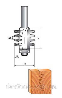 Фреза ГЛОБУС 2501 D33 d8 h40 кромочная фігурна з нижнім підшипником, фото 1