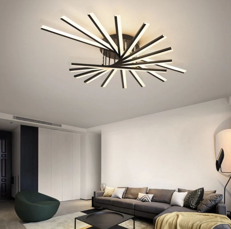 Люстра з геометричним дизайном у чорному корпусі MJ 195/9 BK, фото 1