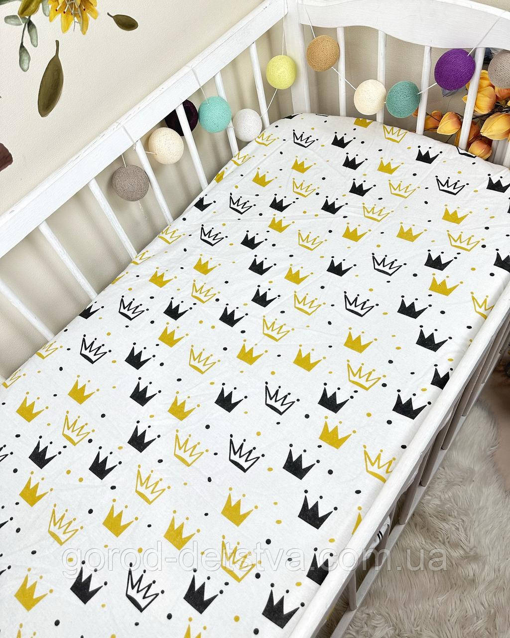 Простирадло байкове на резинці в дитяче ліжечко 120*60 см матеріал байка бавовна, фото 1