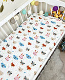 Простирадло байкове на резинці в дитяче ліжечко 120*60 см матеріал байка бавовна, фото 4