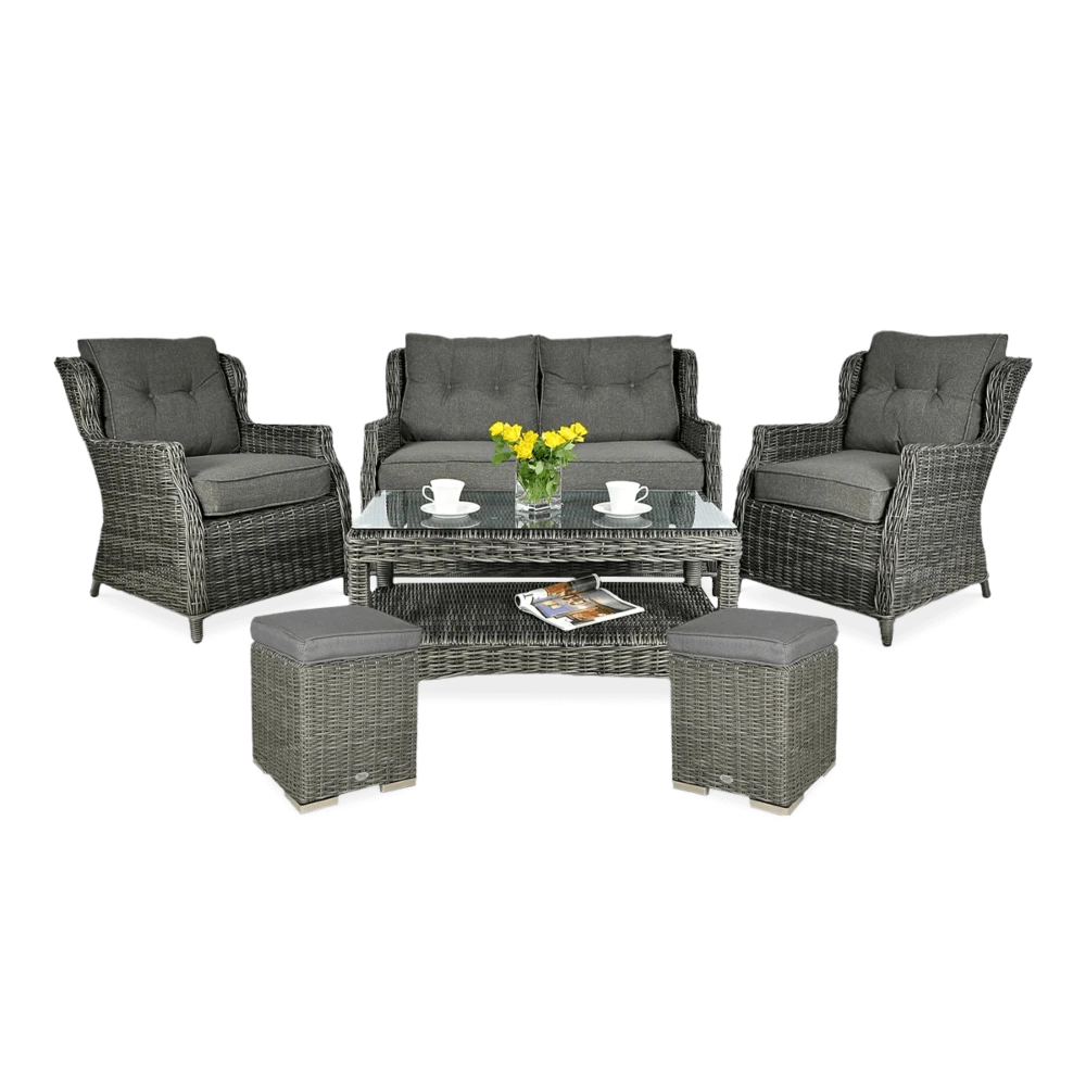 Комплект меблів для саду з техноротангу з пуфами Trivento 2 темно-сірий Focus Garden