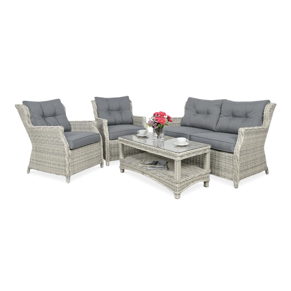 Садові меблі для тераси з техноротангу світло-сірий Trivento 2 Focus Garden