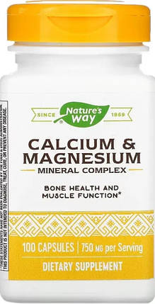 Кальцій та Магній Nature's Way Calcium & Magnesium 100 caps, фото 1