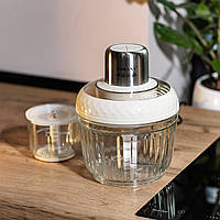 Измельчитель кухонный 2 стеклянные чаши 500 мл и 1.5 литра многофункциональный чоппер для мяса и овощей