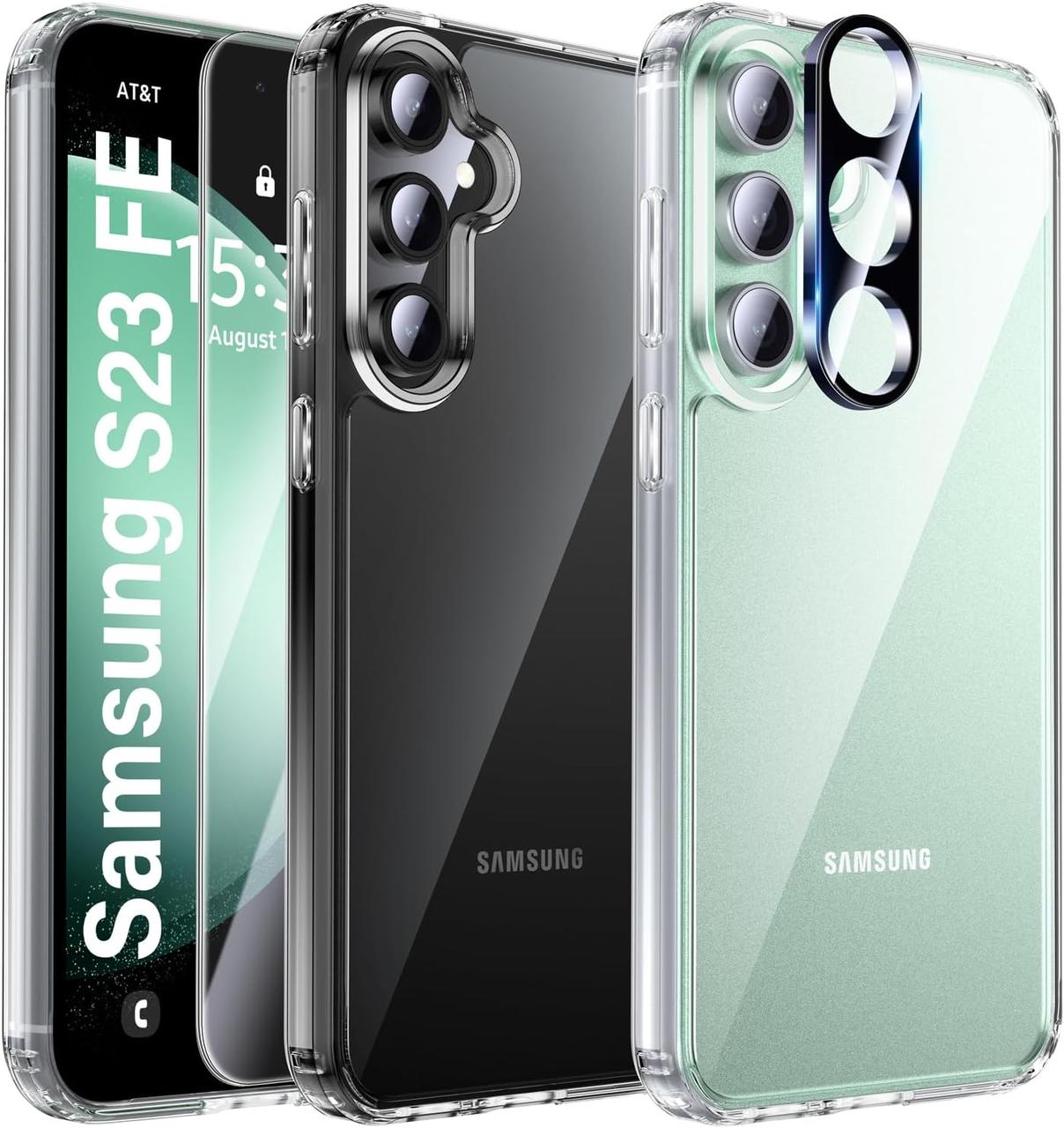 Чехол UniqueMe для Samsung Galaxy S23 FE. Чохол, 2 захисні плівки для екрана та 2 захисту для камери