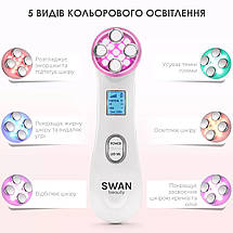 Мікрострумовий масажер для обличчя Swan Beauty Y-618R з функцією EMS RF та LED мікроструми з ефектом ліфтингу білий, фото 5