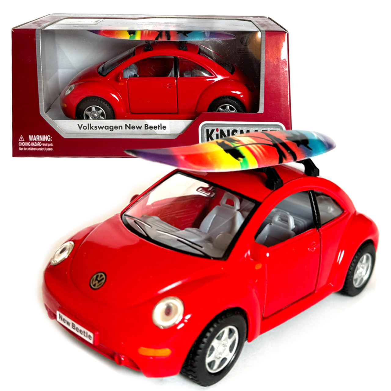 Машинка металева Volkswagen new beetle Фольксваген жук червоний 1:36 відкр двері резинові колеса 12,5*5*6 см (KT5028WS), фото 1