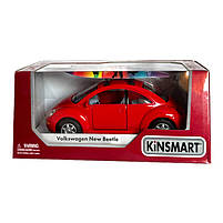 Машинка металева Volkswagen new beetle Фольксваген жук червоний 1:36 відкр двері резинові колеса 12,5*5*6 см (KT5028WS), фото 6