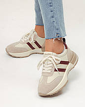 Кросівки Allsy 18898 36 бежеві шкіра замша, фото 3