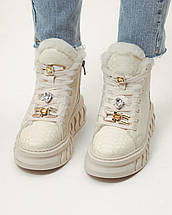 Черевики зимові Phany 2055727 36 молочні шкіра, фото 2