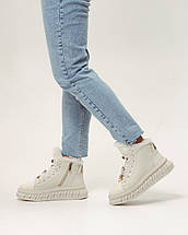 Черевики зимові Phany 2055727 36 молочні шкіра, фото 5