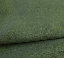 Льняна тканина "Оливковий Зелений"