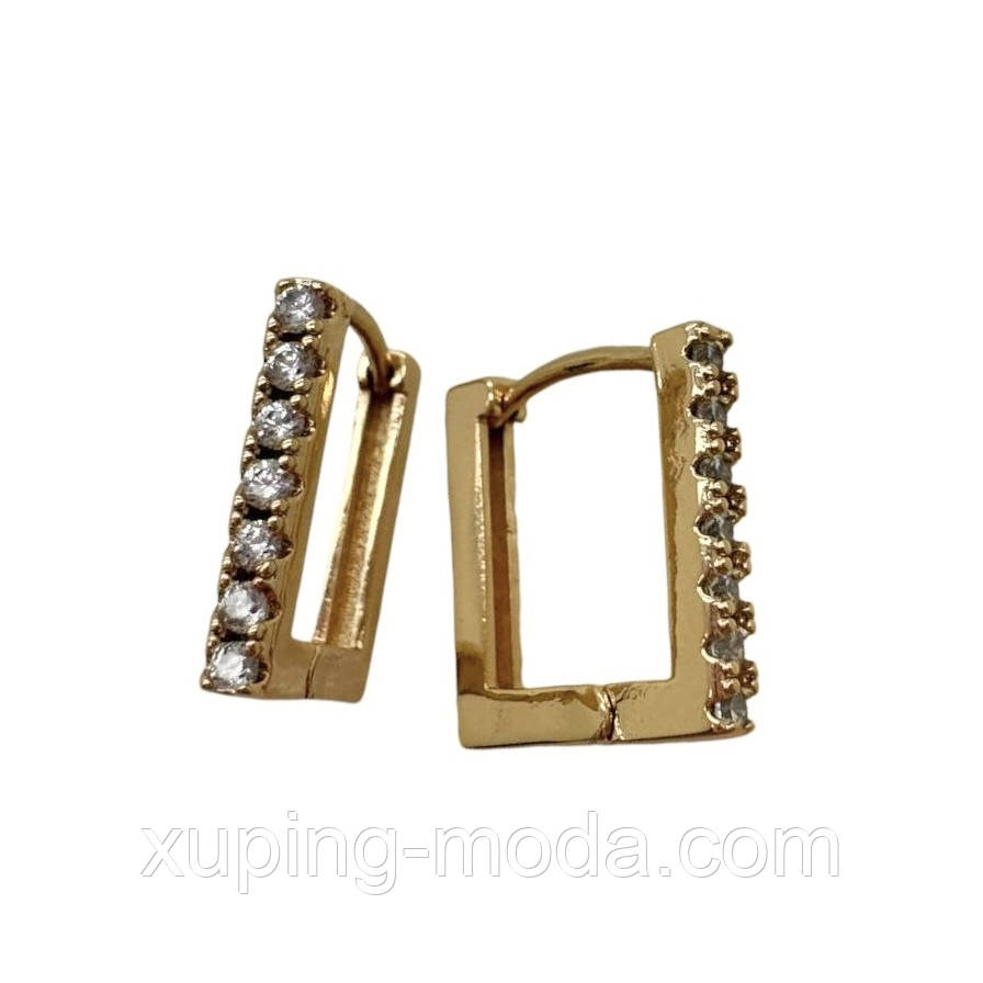 Жіночі сережки xuping. 15х2 мм. 18 к, фото 1