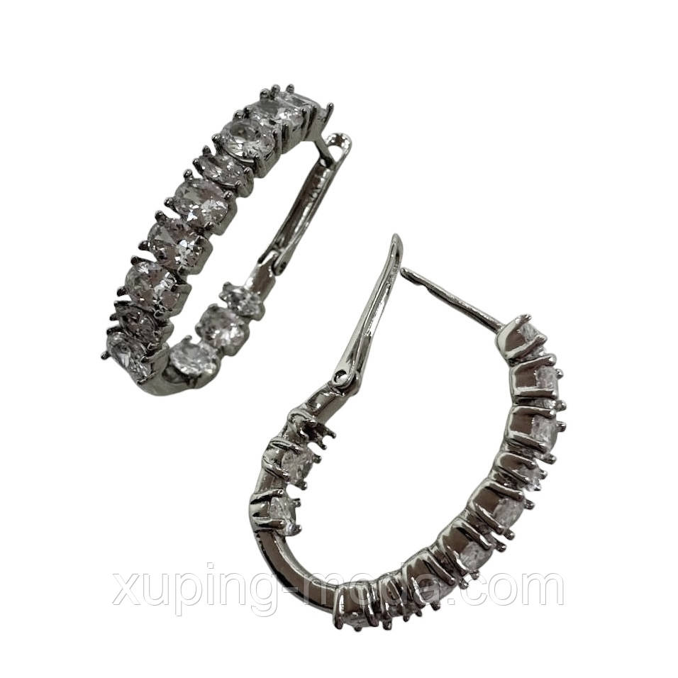 Жіночі сережки xuping. 23х4 мм. Родій, фото 1