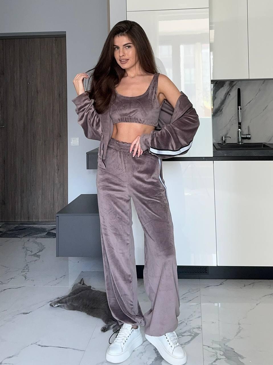 Жіночий костюм трійка велюр, фото 1