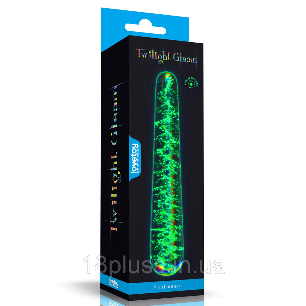Скляний фалоімітатор Twilight Gleam Glow-in-the-dark Glass Dildo Slim Fantasy, фото 1