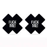 Одноразові пестиси двох кольорів з написом Fuck Me Cross Pattern Nipple Pasties (2 пари), фото 3