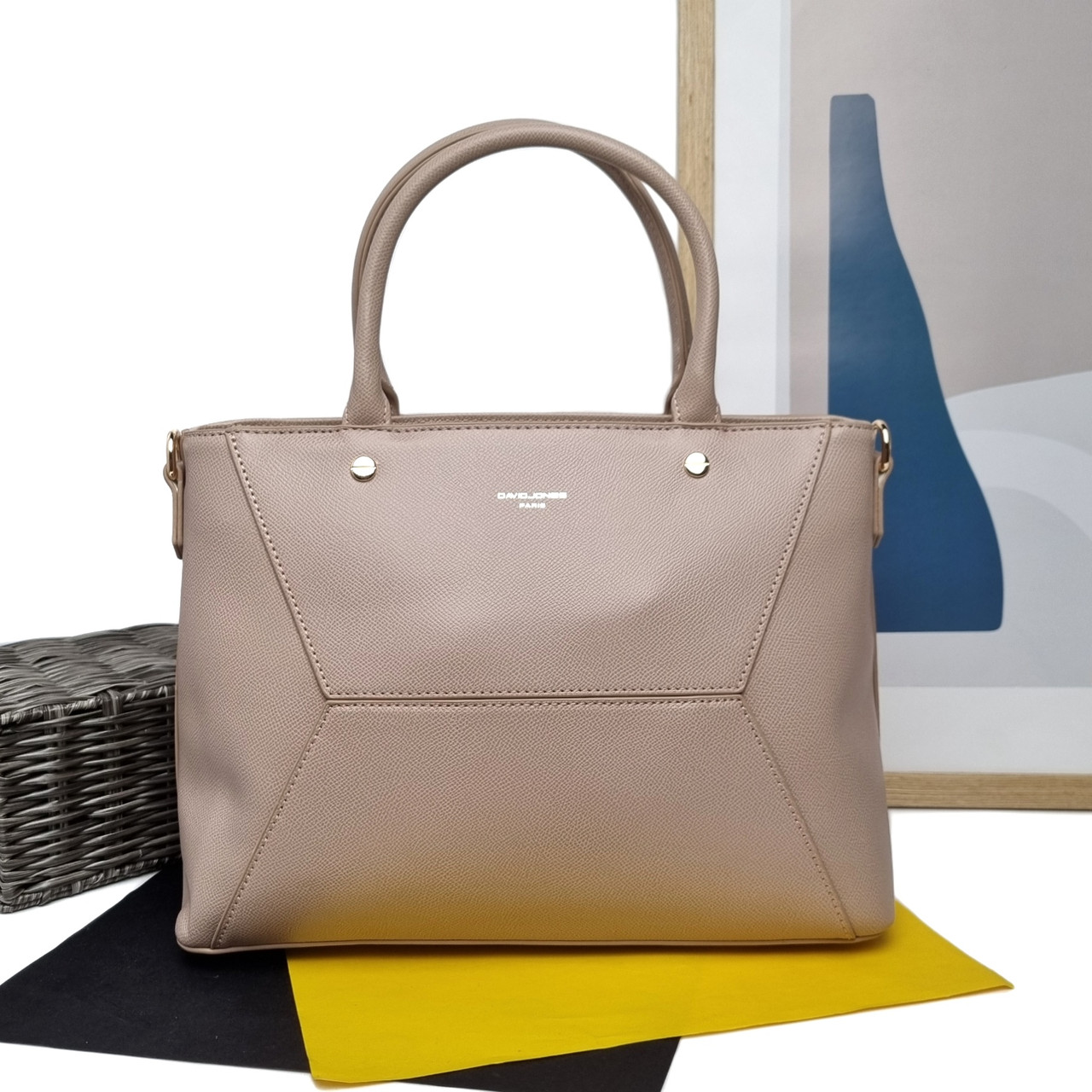 Модна жіноча сумка екошкіра бежевий Арт.CM7208 beige DavidJones Французька, фото 1