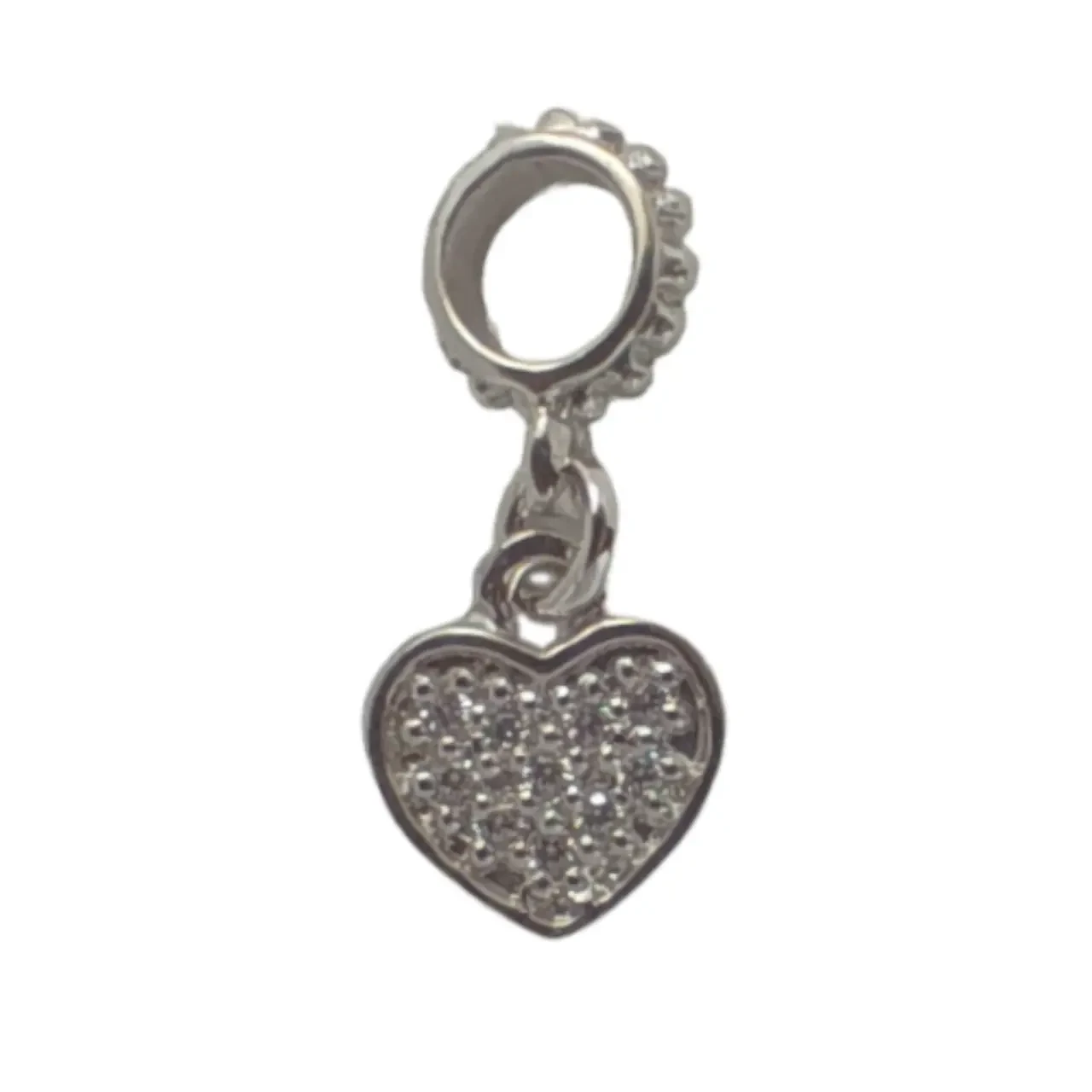 Срібна намистина шарм Серце з фіанітами 929-р