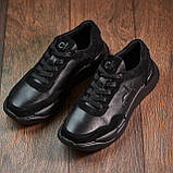 Чоловічі модні кросівки повсякденні молодіжні м'які весна, кросівки чоловічі шкіряні демісезонні *95/4-черн*, фото 2