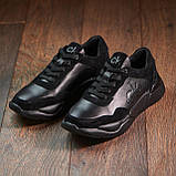 Чоловічі модні кросівки повсякденні молодіжні м'які весна, кросівки чоловічі шкіряні демісезонні *95/4-черн*, фото 3