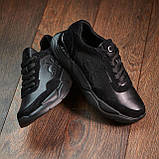 Чоловічі модні кросівки повсякденні молодіжні м'які весна, кросівки чоловічі шкіряні демісезонні *95/4-черн*, фото 4