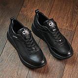 Чоловічі модні кросівки повсякденні молодіжні м'які весна, кросівки чоловічі шкіряні демісезонні *Ск-81-черн*, фото 5