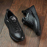 Чоловічі модні кросівки повсякденні молодіжні м'які весна, кросівки чоловічі шкіряні демісезонні *Ск-81-черн*, фото 9