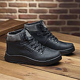Високі Зимові чоловічі черевики на хутрі Шкіряні теплі зима, черевики повсякденні утеплені натуральна шкіра *434 чер.*, фото 4