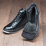 Шкіряні Чоловічі зимові черевики натуральна шкіра зима з хутром, Чоловічі черевики на товстій підошві *058-P*, фото 3