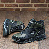 Шкіряні Чоловічі зимові черевики натуральна шкіра зима з хутром *Р оливка порш зима бот*, фото 4