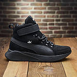 Високі Зимові чоловічі черевики зима, Черевики замшеві з хутром товстій підошві *Р-73 чор замш*, фото 4