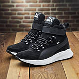 Спортивні Високі Зимові чоловічі черевики зима, Черевики замшеві з хутром на товстій підошві *Р-73 чор/б*, фото 4